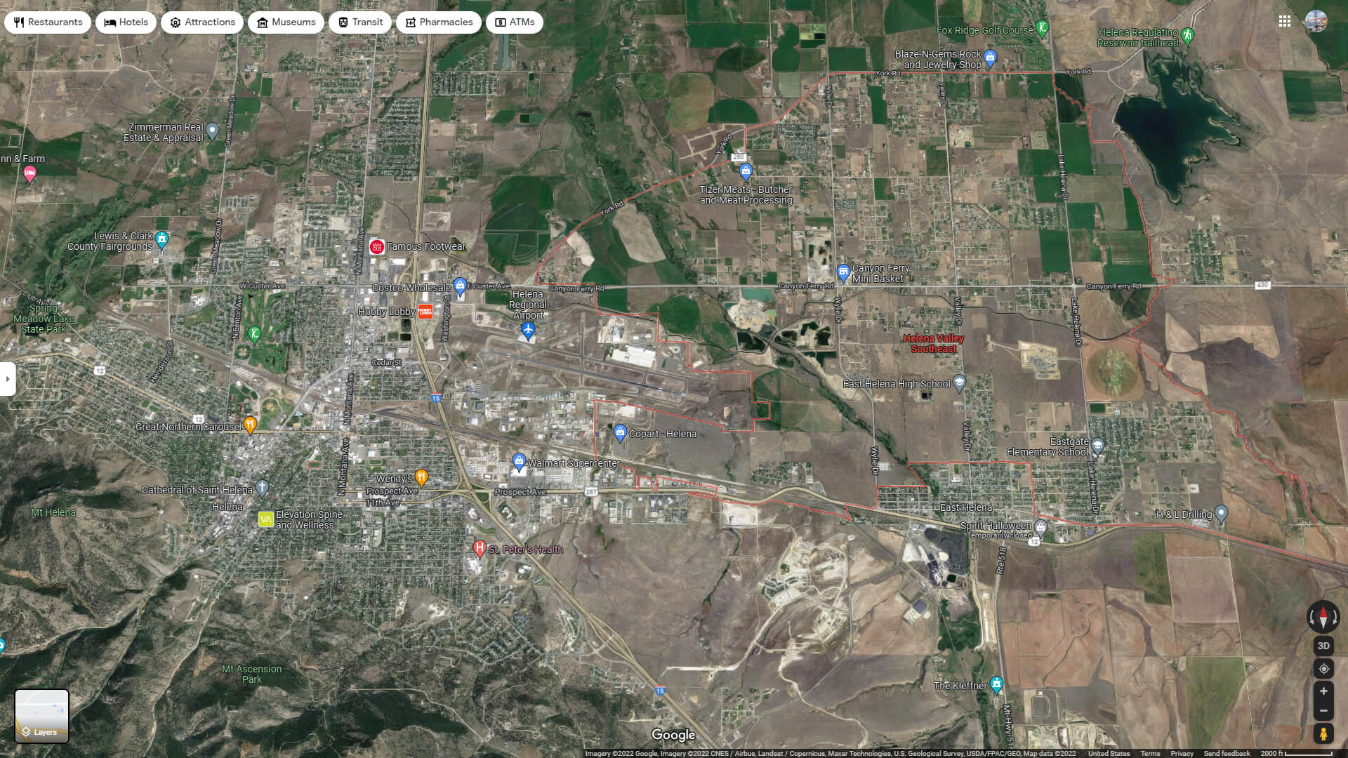 Helena Valley Southeast Aerial Map Montana